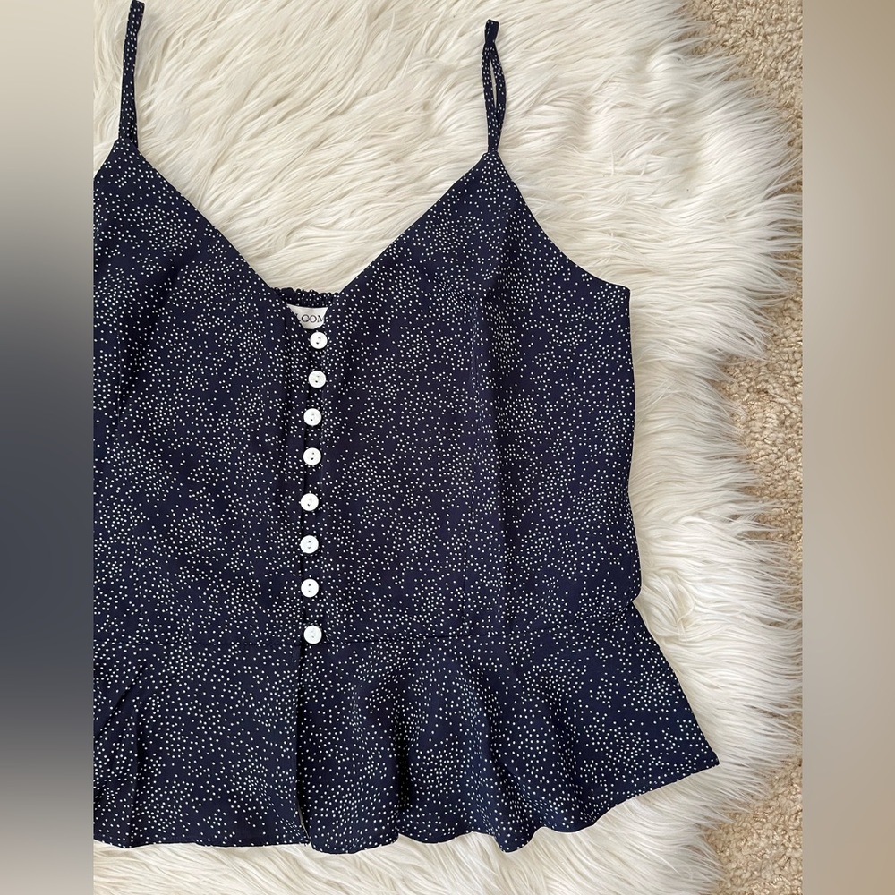 {Heartloom} Dotted Peplum Tank in Navy - Women's Small - NWT - Picture 3 of 9